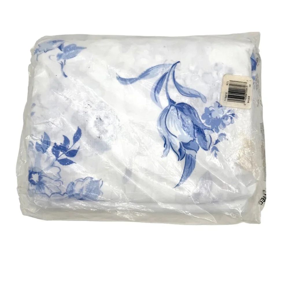 VTG NIP CANNON ROYAL FAMILY 1990 ANGELICA BLUE FLORAL FULL FITTED SHEET COTTAGE